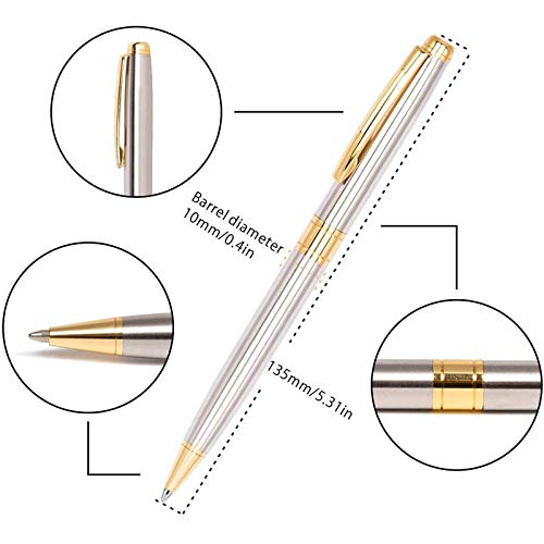 Cambond Ballpoint Pens Black Ink, Metal Uniform Pen Gift for Men Women Ballpoint Pens Bulk Office Pen Pack 1.0 mm Medium Point 3 Pens with 3 Refills (Gold)