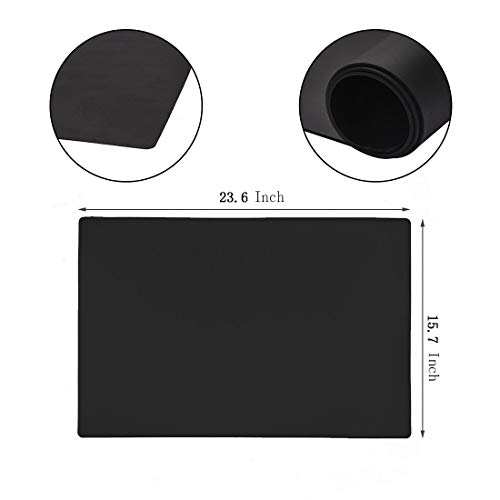 Max2co 23.6'' by 15.7''Flexible Silicone Placemat Non Slip Waterproof Heat Resistant Dinner Table Black 1 PCS