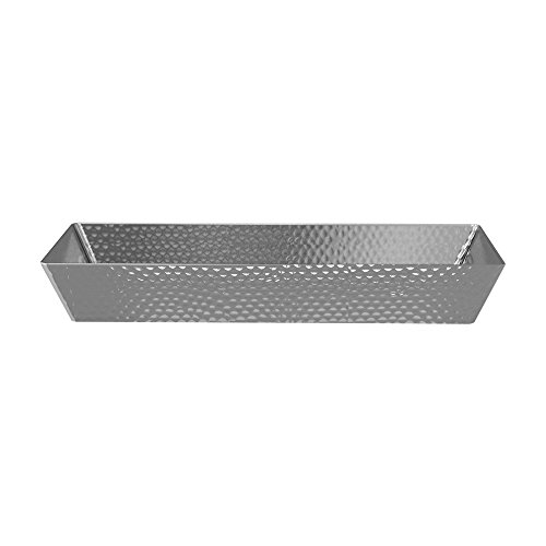 nu steel Shiny nusteel Hammered Metal Toilet Tank Tray, Bathroom Countertop Bin, Multipurpose Vanity, Cosmetics Organizer, Perfume Jewelry Makeup Plant Finish