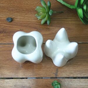 MONMOB Ceramic Tooth Shaped Pen Pencil Toothbrush Holder Pot Succulent Plant Pot Home Office School Dentists Gift (3.9")