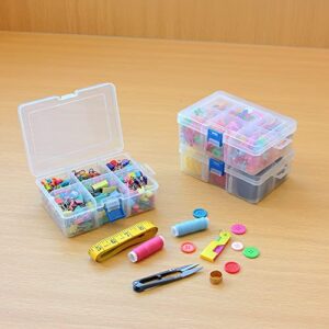 BangQiao 3 Pack Plastic Removable Divider Box and Storage Case for Small Parts, Hardware and Craft, 6 Grids, Clear