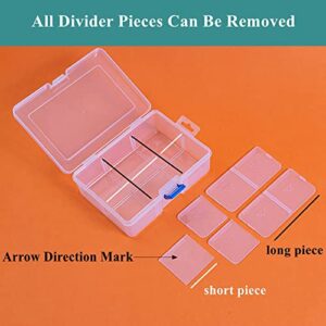 BangQiao 3 Pack Plastic Removable Divider Box and Storage Case for Small Parts, Hardware and Craft, 6 Grids, Clear