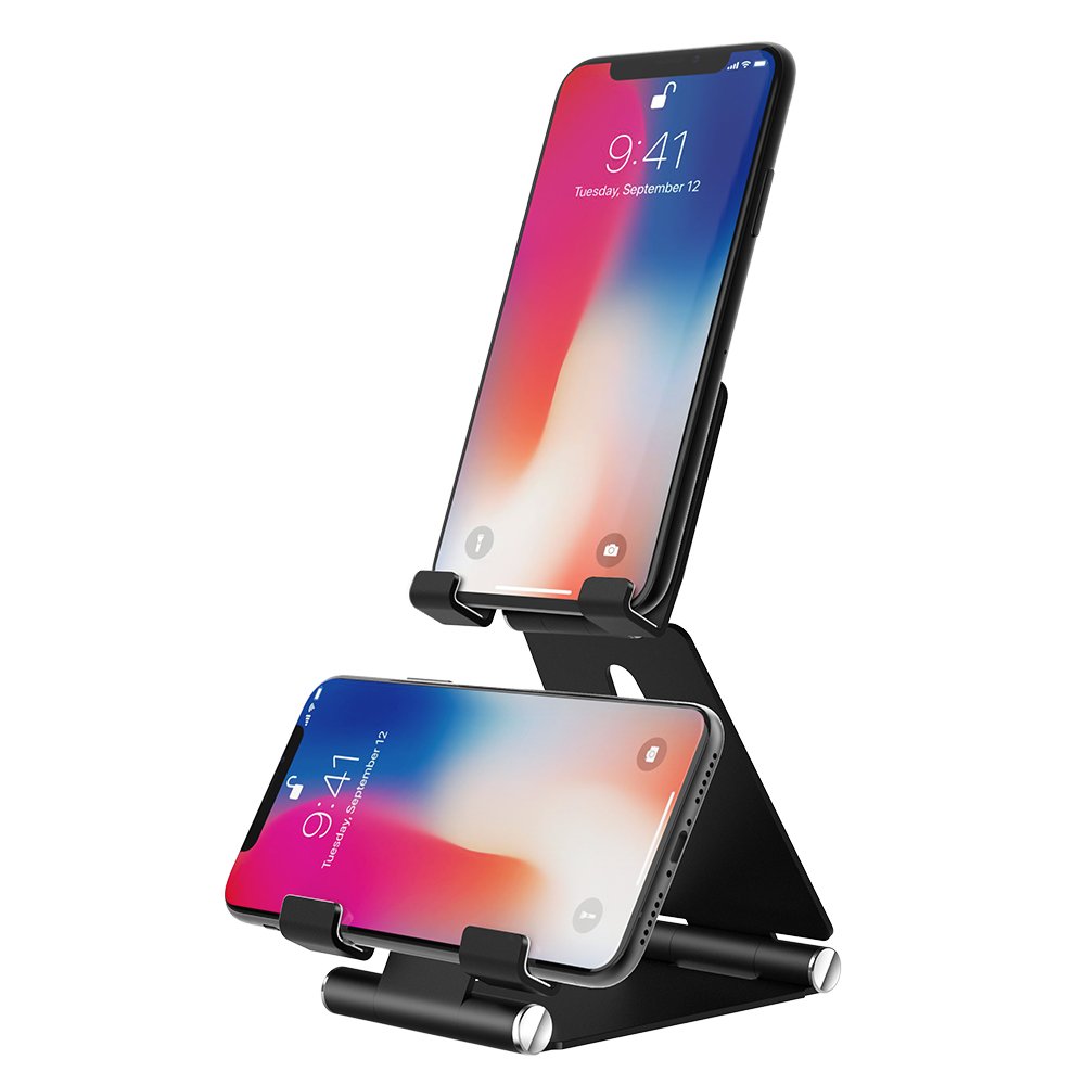 Dual Foldable Phone Tablet Stand, Multi-Angle Cell Phone Tablet Video Game Stand for Nintendo Switch iPhone X 8 7 6 Plus 5 5c, Accessories, iPad Universal Other Tablets Phones - Black (Black)