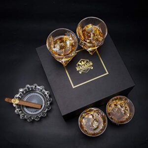 KANARS Whiskey Glasses Set of 4, 10 Oz Crystal Old Fashioned Cocktail Glass in Gift Box, Lowball Bourbon Tumbler for Scotch Whisky Cognac, Rock Barware for Men Gift