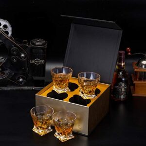 KANARS Whiskey Glasses Set of 4, 10 Oz Crystal Old Fashioned Cocktail Glass in Gift Box, Lowball Bourbon Tumbler for Scotch Whisky Cognac, Rock Barware for Men Gift