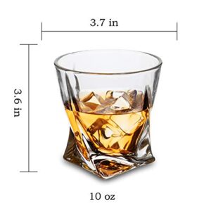 KANARS Whiskey Glasses Set of 4, 10 Oz Crystal Old Fashioned Cocktail Glass in Gift Box, Lowball Bourbon Tumbler for Scotch Whisky Cognac, Rock Barware for Men Gift