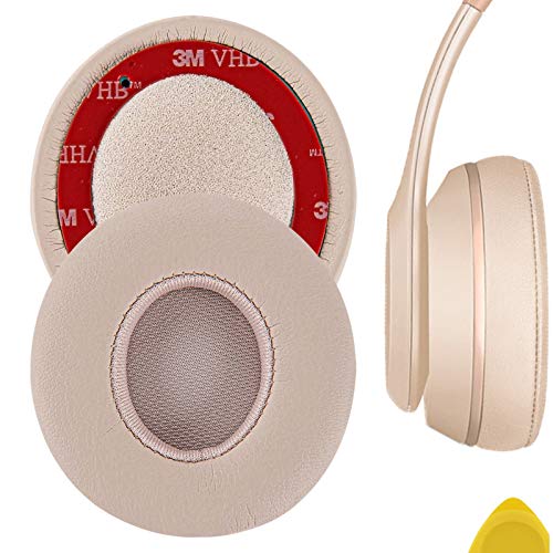 Geekria QuickFit Replacement Ear Pads for Beats Solo 3 (A1796), Solo 3.0 Wireless On-Ear Headphones Earpads, Headset Ear Cushion Repair Parts (Matte Gold)