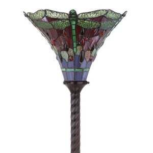 JONATHAN Y JYL8002B Dragonfly Tiffany-Style 71" Torchiere Floor Lamp, Tiffany, Traditional, Art Nouveau Style, Elegant, Office, Living Room, Family Room, Dining Room, Bedroom, Foyer, Bronze/Green