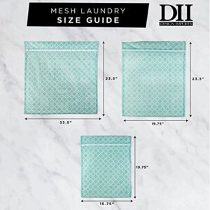 DII Laundry Storage Collection Mesh Zippered, XX-Large/X-Large/Large Set, Aqua Lattice, 5 Piece