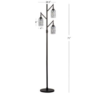 JONATHAN Y JYL8012A Tiffany-Style 71" Multi-Light Metal Rotary LED Floor Lamp, Traditional, 3 Lights for Home, Kitchen, Bed Room, Dining Room, Guest Room, Dorm Room, Bronze