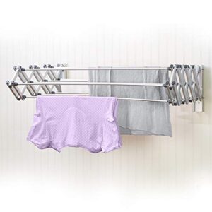 Aluminum 27" Collapsible Wall Mounted Clothes Drying Rack, Space Saver, Easy Storage, Retractable