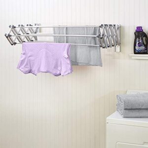 Aluminum 27" Collapsible Wall Mounted Clothes Drying Rack, Space Saver, Easy Storage, Retractable
