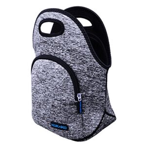 kokako lunch boxes neoprene small lunch bag tote washable insulated waterproof for men women kids(grayblue-withpocket)