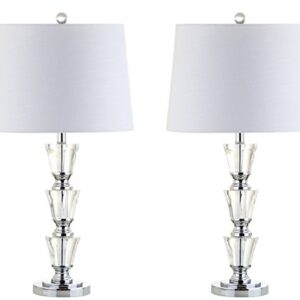 JONATHAN Y JYL2044A-SET2 Set of 2 Table Lamps Layla 27" Crystal LED Table Lamp Glam Contemporary Bedside Desk Nightstand Lamp for Bedroom Living Room Office College Bookcase, Clear