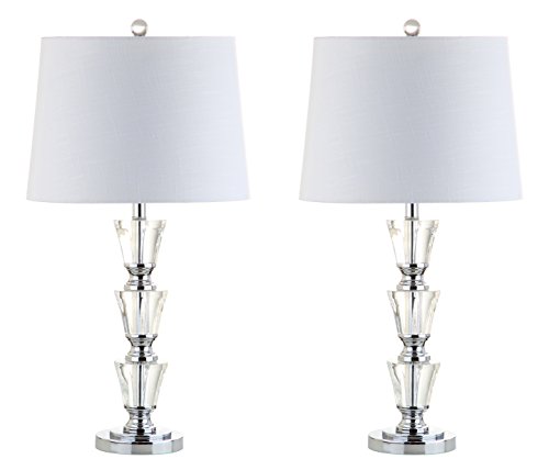 JONATHAN Y JYL2044A-SET2 Set of 2 Table Lamps Layla 27" Crystal LED Table Lamp Glam Contemporary Bedside Desk Nightstand Lamp for Bedroom Living Room Office College Bookcase, Clear