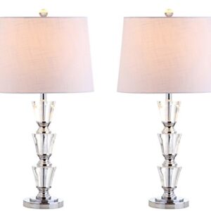 JONATHAN Y JYL2044A-SET2 Set of 2 Table Lamps Layla 27" Crystal LED Table Lamp Glam Contemporary Bedside Desk Nightstand Lamp for Bedroom Living Room Office College Bookcase, Clear