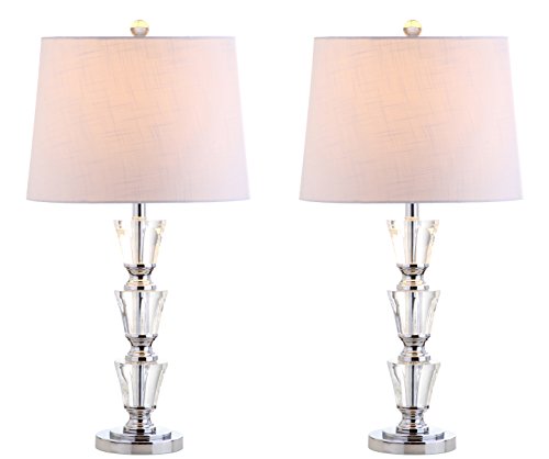 JONATHAN Y JYL2044A-SET2 Set of 2 Table Lamps Layla 27" Crystal LED Table Lamp Glam Contemporary Bedside Desk Nightstand Lamp for Bedroom Living Room Office College Bookcase, Clear