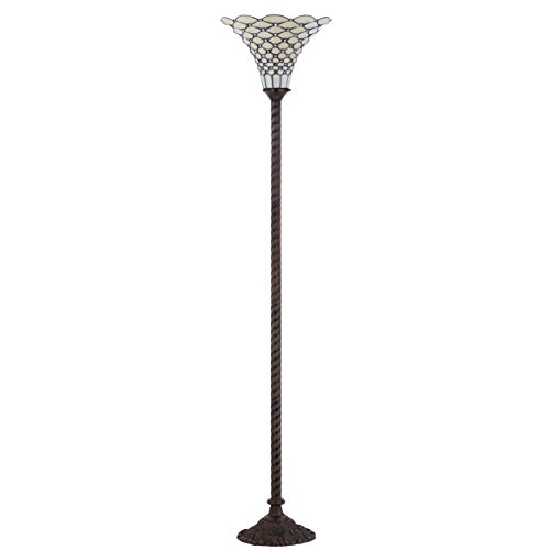 JONATHAN Y JYL8007A White Tiffany-Style 70" Torchiere LED Floor Lamp, Tiffany, Traditional, Art Nouveau Style, Office, Living Room, Family Room, Dining Room, Bedroom, Hallway, Foyer, Bronze