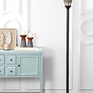 JONATHAN Y JYL8007A White Tiffany-Style 70" Torchiere LED Floor Lamp, Tiffany, Traditional, Art Nouveau Style, Office, Living Room, Family Room, Dining Room, Bedroom, Hallway, Foyer, Bronze