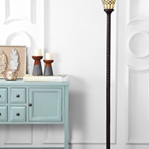 JONATHAN Y JYL8007A White Tiffany-Style 70" Torchiere LED Floor Lamp, Tiffany, Traditional, Art Nouveau Style, Office, Living Room, Family Room, Dining Room, Bedroom, Hallway, Foyer, Bronze