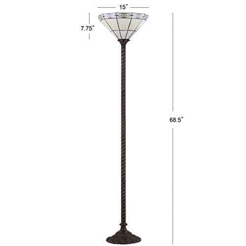 JONATHAN Y JYL8005A Moore Tiffany-Style 68.57" Torchiere LED Floor Lamp, Tiffany, Traditional, Art Nouveau Style, Office, Living Room, Family Room, Dining Room, Bedroom, Hallway, Foyer, Bronze