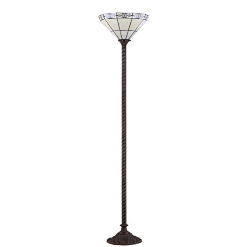 JONATHAN Y JYL8005A Moore Tiffany-Style 68.57" Torchiere LED Floor Lamp, Tiffany, Traditional, Art Nouveau Style, Office, Living Room, Family Room, Dining Room, Bedroom, Hallway, Foyer, Bronze