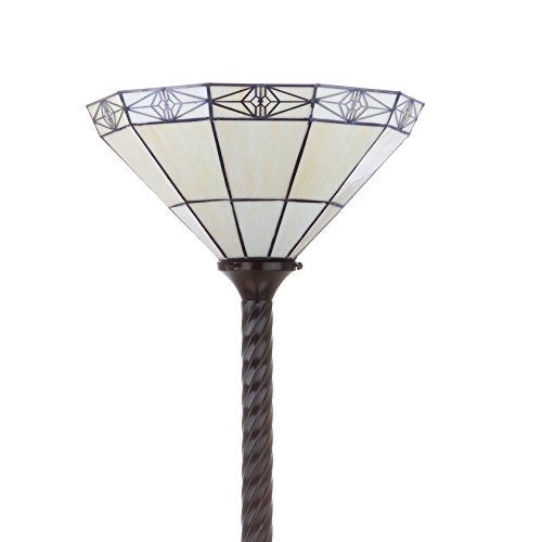 JONATHAN Y JYL8005A Moore Tiffany-Style 68.57" Torchiere LED Floor Lamp, Tiffany, Traditional, Art Nouveau Style, Office, Living Room, Family Room, Dining Room, Bedroom, Hallway, Foyer, Bronze