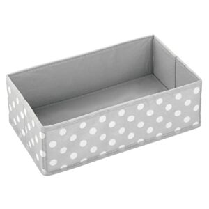 mDesign Soft Fabric Dresser Drawer and Closet Storage Organizer for Child/Kids Room or Nursery - Roomy Open Rectangular Compartment Organizer - Fun Polka Dot Print - Gray/White
