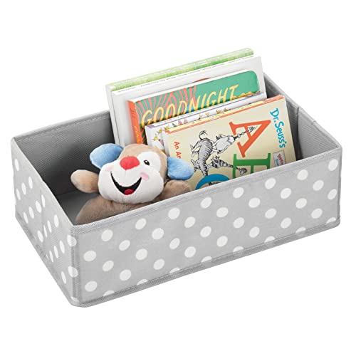 mDesign Soft Fabric Dresser Drawer and Closet Storage Organizer for Child/Kids Room or Nursery - Roomy Open Rectangular Compartment Organizer - Fun Polka Dot Print - Gray/White