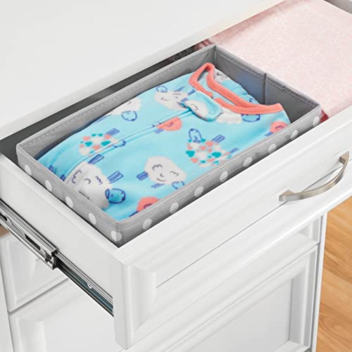 mDesign Soft Fabric Dresser Drawer and Closet Storage Organizer for Child/Kids Room or Nursery - Roomy Open Rectangular Compartment Organizer - Fun Polka Dot Print - Gray/White