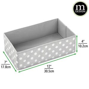 mDesign Soft Fabric Dresser Drawer and Closet Storage Organizer for Child/Kids Room or Nursery - Roomy Open Rectangular Compartment Organizer - Fun Polka Dot Print - Gray/White