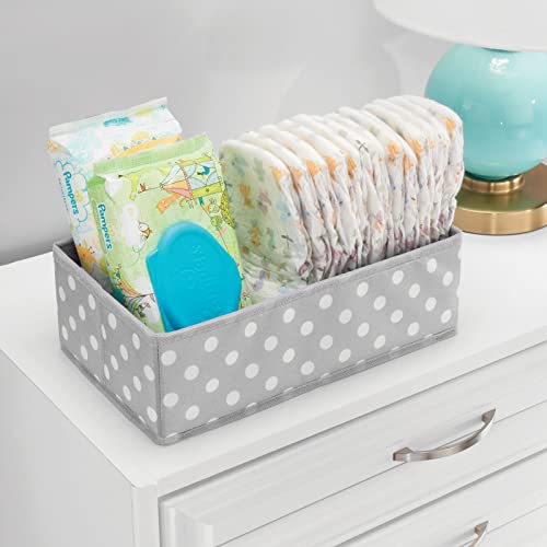 mDesign Soft Fabric Dresser Drawer and Closet Storage Organizer for Child/Kids Room or Nursery - Roomy Open Rectangular Compartment Organizer - Fun Polka Dot Print - Gray/White