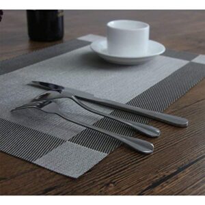 Bright Dream Placemats Easy to Clean Plastic Placemat Washable for Kitchen Table Heat-resistand Woven Vinyl Table Mats 12x18 inches Set of 4 (Grey