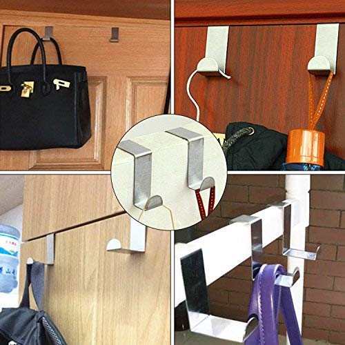 YourGift 10 Pack Over The Door Hooks Stainless Steel Z Hooks Cupboard Hooks Wall Cabinet Hooks Z Shaped Hanging Hooks for Kitchen, Bathroom, Bedroom and Office