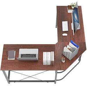 soges large l-shaped gaming desk, 59 x 59 inches computer desk, l desk workstation desk corner desk for home office, walnut cs-zj02-wa