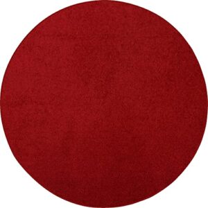 ambiant broadway collection solid color area rugs red - 4' round