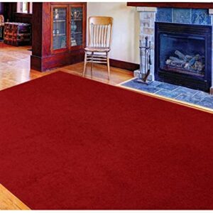 Ambiant Broadway Collection Solid Color Area Rugs Red - 4' Round