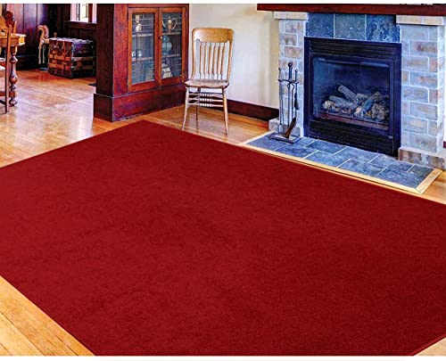 Ambiant Broadway Collection Solid Color Area Rugs Red - 4' Round