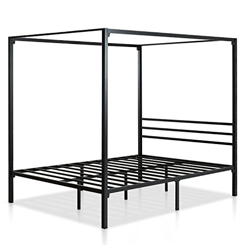 ZINUS Patricia Black Metal Canopy Platform Bed Frame / Mattress Foundation with Steel Slat Support / No Box Spring Needed / Easy Assembly, Queen