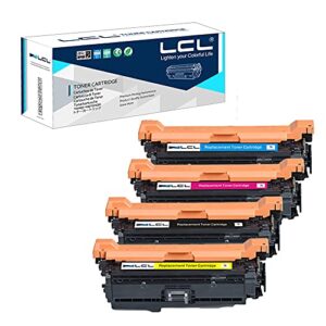 lcl remanufactured toner cartridge replacement for hp 504a ce250a ce251a ce252a ce253a laserjet cp3525 cp3525dn cp3525n cp3525x cp3530 cm3530 cm3530fs (4-pack black cyan magenta yellow)
