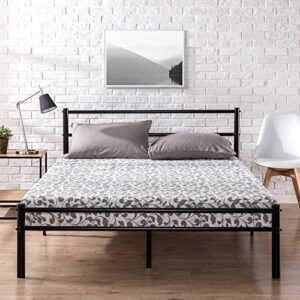 zinus geraldine 12 inch black metal platform bed frame with headboard and footboard / premium steel slat support / mattress foundation, twin