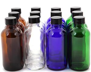 vivaplex, 12, assorted colors, 4 oz glass bottles, with lids