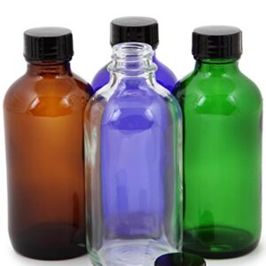 Vivaplex, 12, Assorted Colors, 4 oz Glass Bottles, with Lids