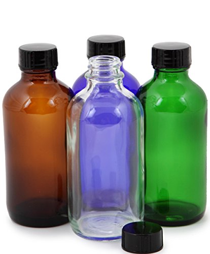 Vivaplex, 12, Assorted Colors, 4 oz Glass Bottles, with Lids