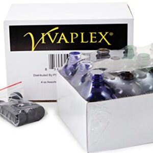 Vivaplex, 12, Assorted Colors, 4 oz Glass Bottles, with Lids