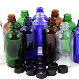 Vivaplex, 12, Assorted Colors, 4 oz Glass Bottles, with Lids