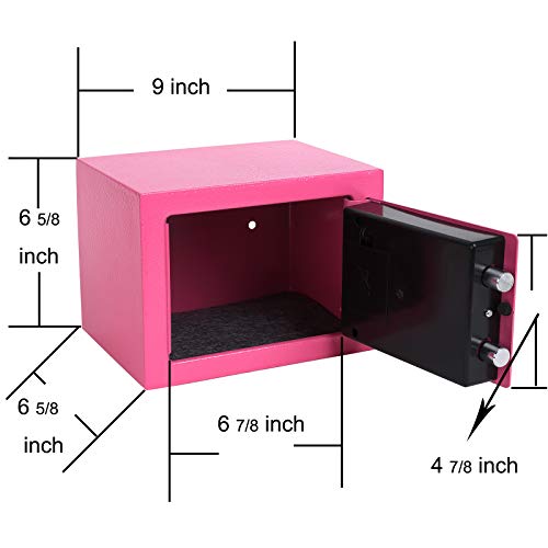 Yuanshikj Electronic Deluxe Digital Security Safe Box Keypad Lock Home Office Hotel Business Jewelry Gun Cash Use Storage (Pink)