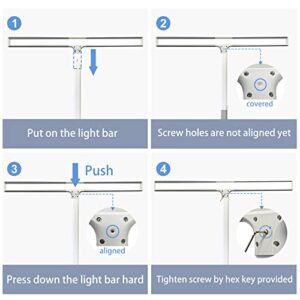 PHIVE LED Task Lamp, 20 Watt Super Bright Desk Lamp with Clamp, Dimmable Gooseneck Monitor Lamp(4 Color Modes, 5-Level Dimmer, Memory Function, Highly Adjustable Office Light/Workbench Lamp) Silver