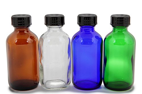 Vivaplex, 12, Assorted Colors, 1 oz Glass Bottles, with Lids