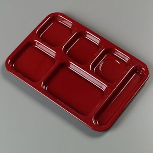 Carlisle FoodService Products Right Hand 6-Compartment Melamine Tray 14.5" x 10" - Dark Cranberry